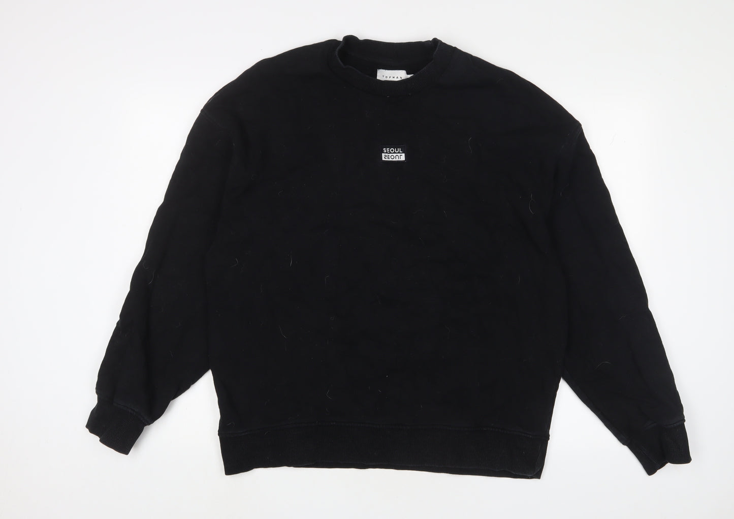 Topman Mens Black Cotton Pullover Sweatshirt Size L