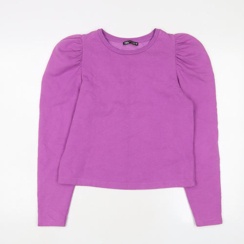 Zara Womens Purple Cotton Pullover Sweatshirt Size M Pullover