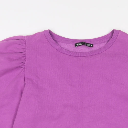 Zara Womens Purple Cotton Pullover Sweatshirt Size M Pullover