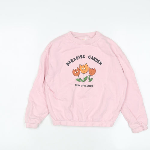John Lewis Girls Pink Cotton Pullover Sweatshirt Size 8 Years Pullover