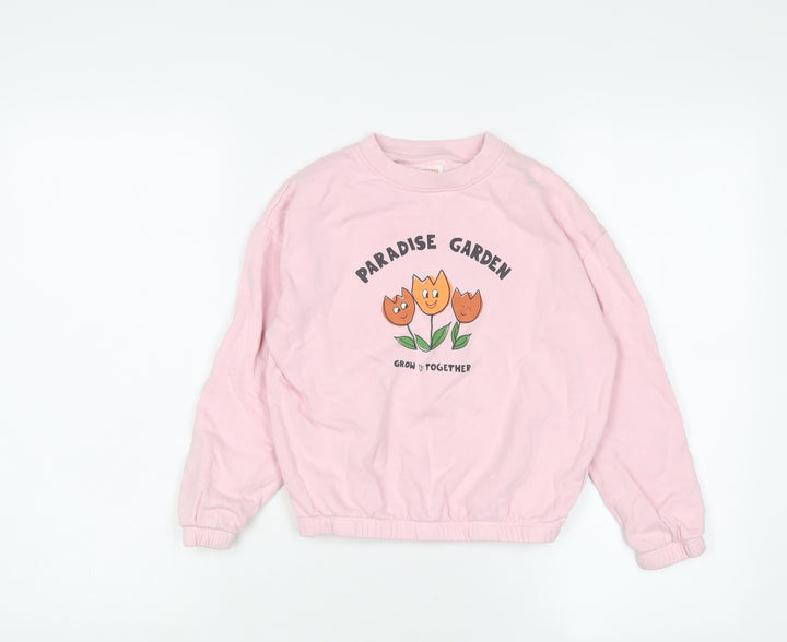 John Lewis Girls Pink Cotton Pullover Sweatshirt Size 8 Years Pullover