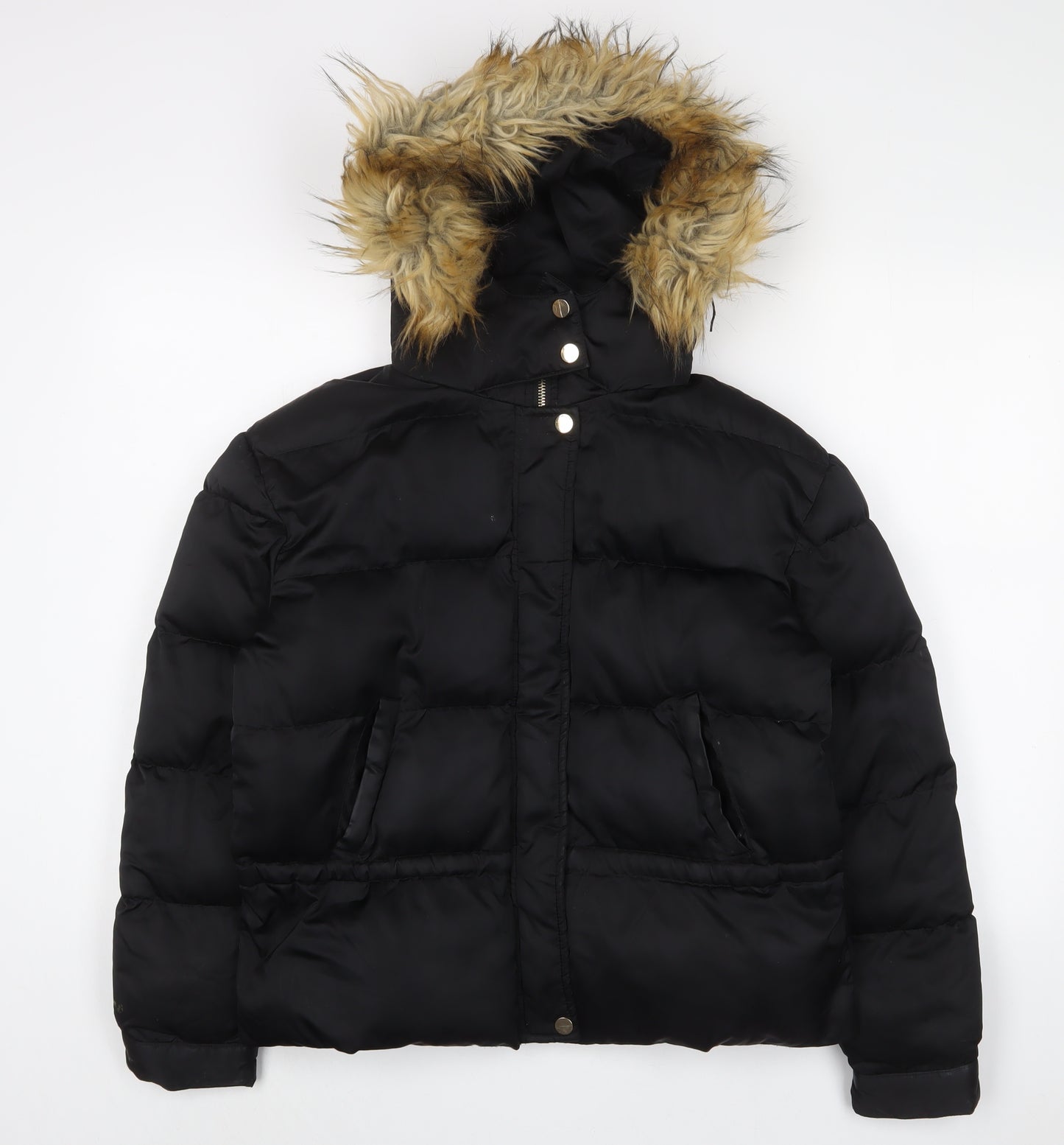 Boohoo Womens Black Parka Coat Size 6 Zip