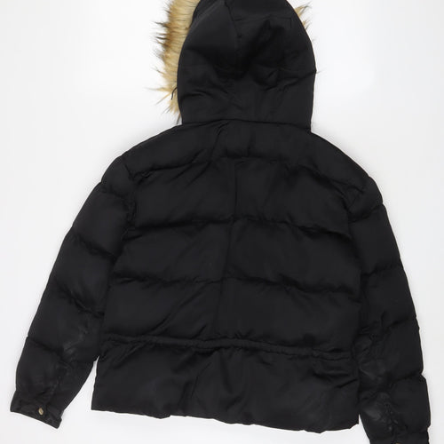 Boohoo Womens Black Parka Coat Size 6 Zip