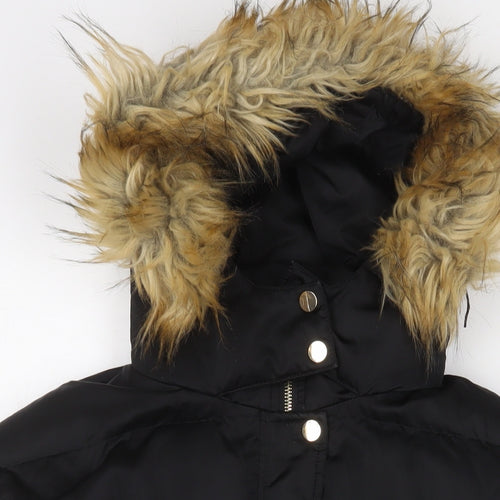 Boohoo Womens Black Parka Coat Size 6 Zip