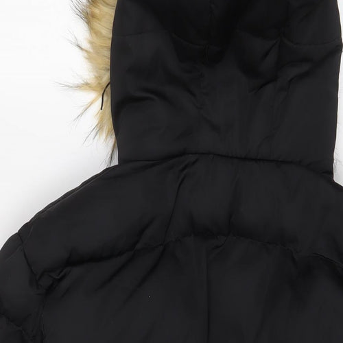 Boohoo Womens Black Parka Coat Size 6 Zip