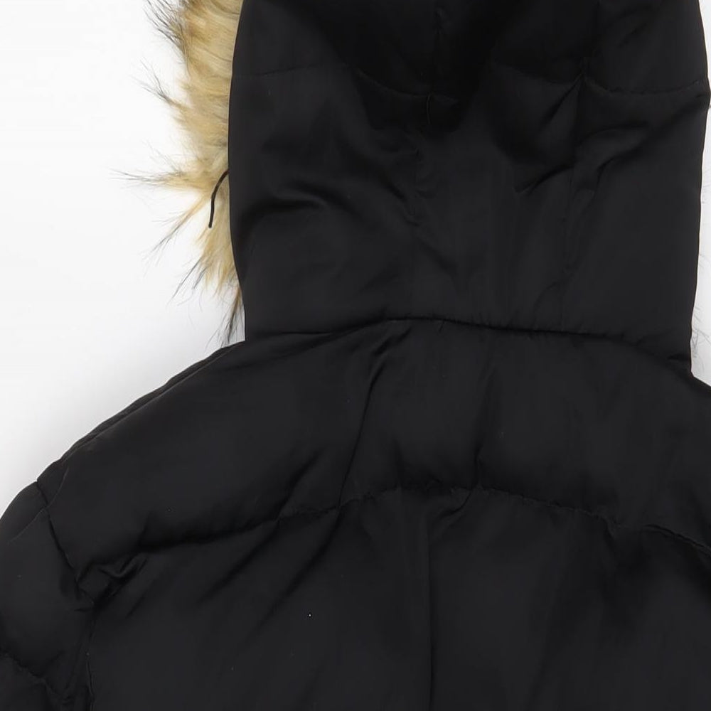 Boohoo Womens Black Parka Coat Size 6 Zip