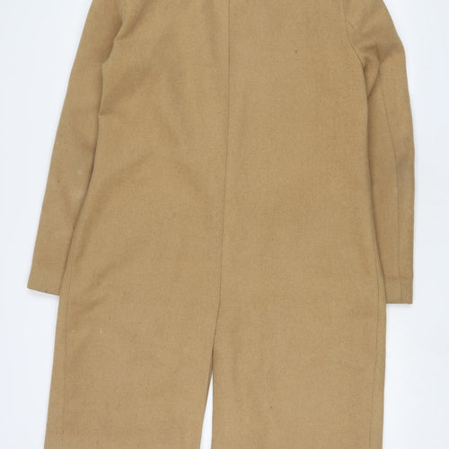 New Look Womens Beige Overcoat Coat Size 12 Button