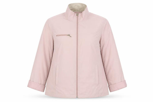 Front view of Berkertex women’s pink jacket, size UK 14, zip