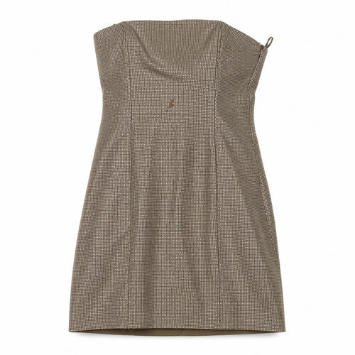 zarq Womens Brown Polyester A-Line Size S Off the Shoulder Zip - Jewels