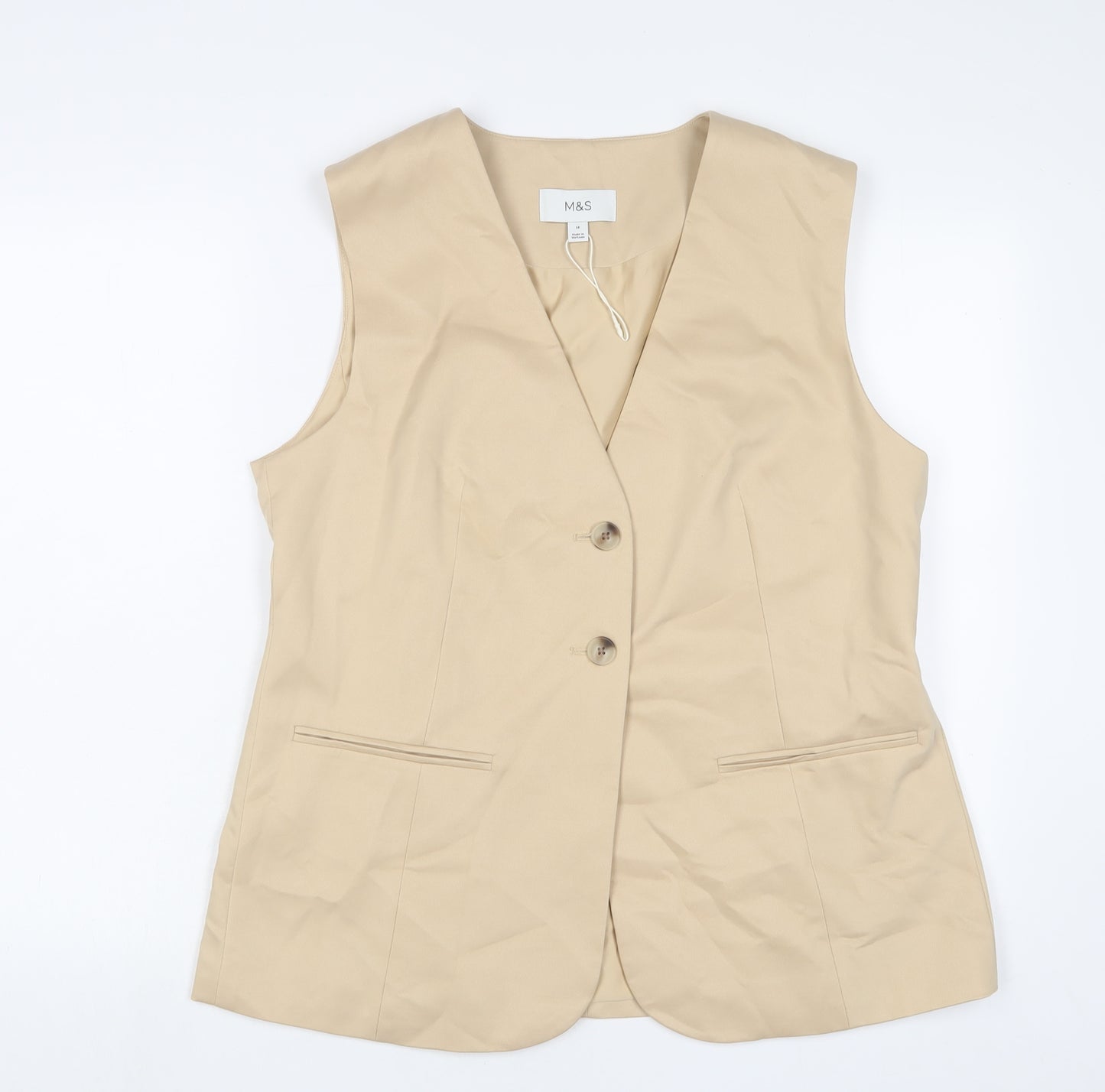 Marks and Spencer Womens Beige Gilet Blazer Size 14 Button