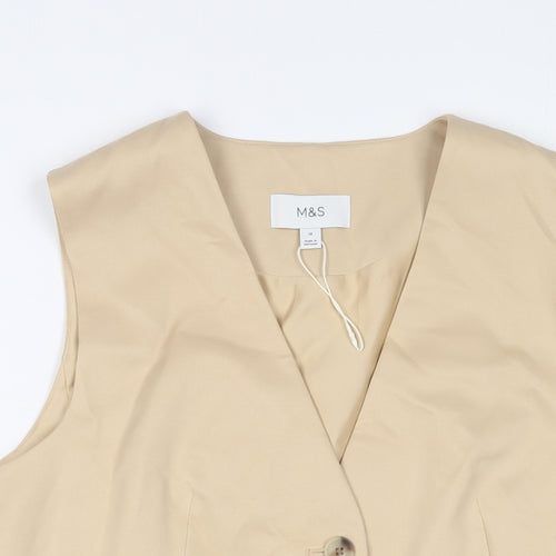 Marks and Spencer Womens Beige Gilet Blazer Size 14 Button