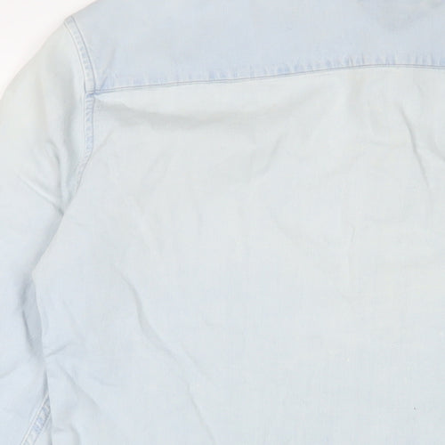 Topman Mens Blue Cotton Button-Up Size L Collared Button