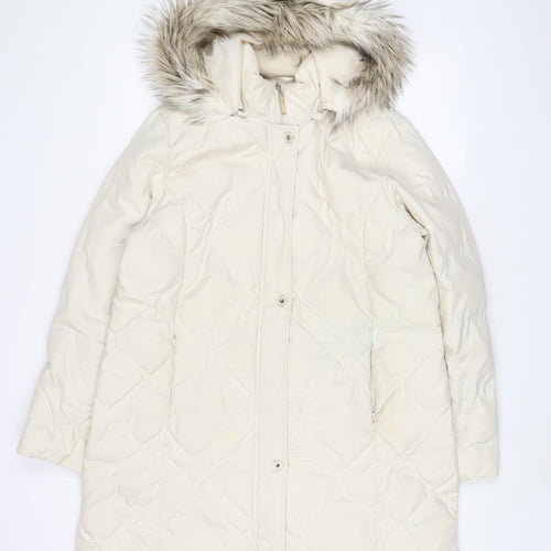 Per Una Womens Beige Parka Coat Size 12 Zip