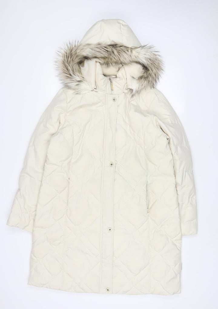 Per Una Womens Beige Parka Coat Size 12 Zip