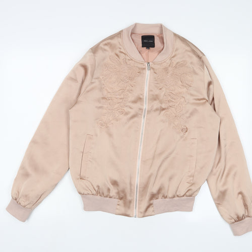 New Look Womens Pink Jacket Size 12 Zip - Embroidered