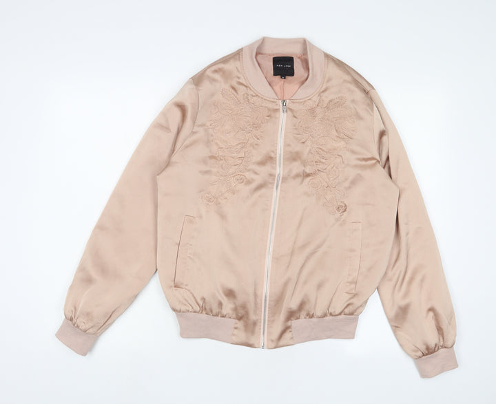 New Look Womens Pink Jacket Size 12 Zip - Embroidered