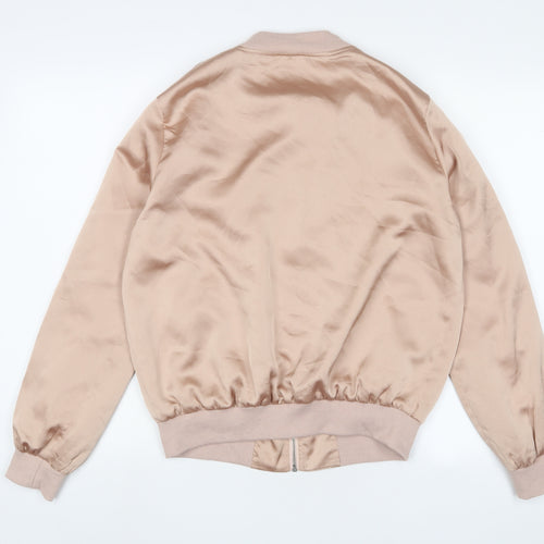 New Look Womens Pink Jacket Size 12 Zip - Embroidered