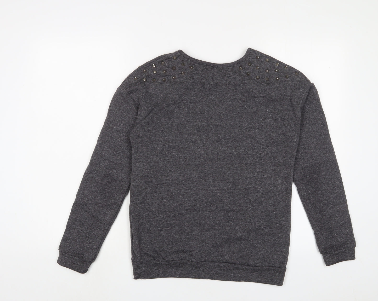 Glamorous Womens Grey Cotton Pullover Sweatshirt Size 8 Pullover - Studded