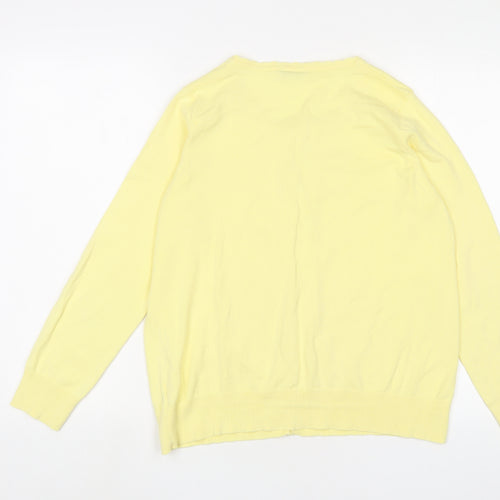 Profile Womens Yellow Crew Neck Cotton Cardigan Jumper Size 16