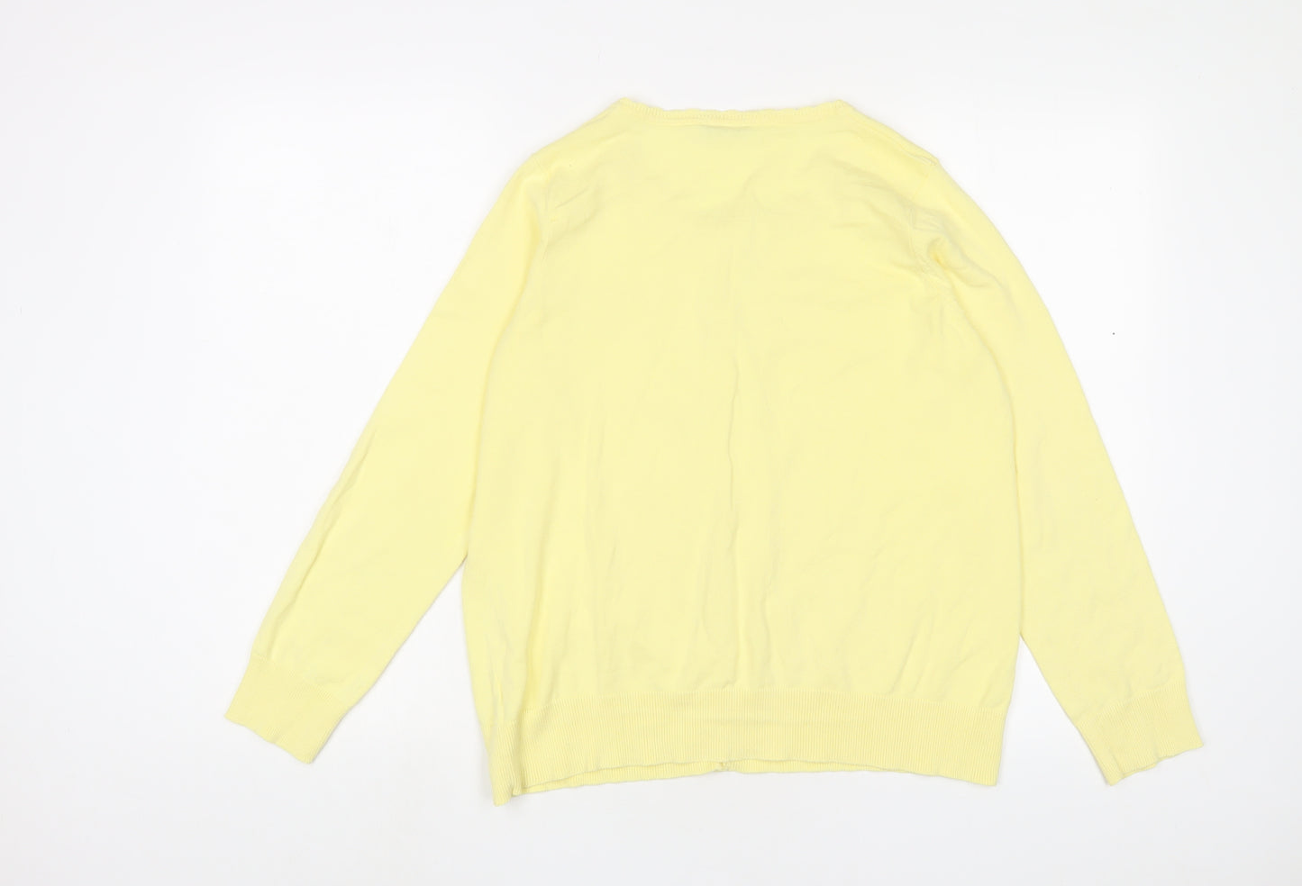 Profile Womens Yellow Crew Neck Cotton Cardigan Jumper Size 16