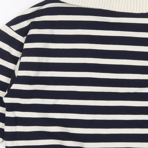 Marks and Spencer Womens Blue Striped Cotton Pullover Sweatshirt Size S Zip