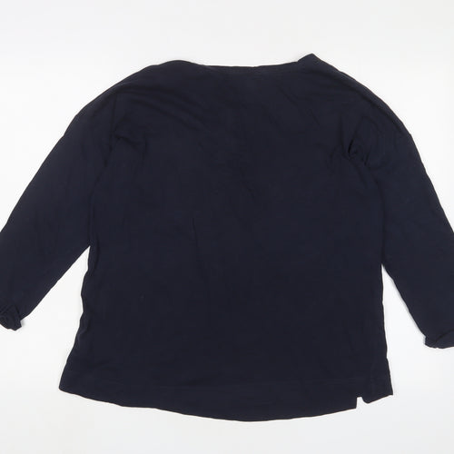 Principles Womens Blue Cotton Basic T-Shirt Size 16 Boat Neck
