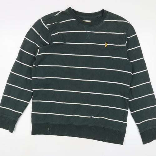NEXT Mens Green Striped Cotton Pullover Sweatshirt Size L
