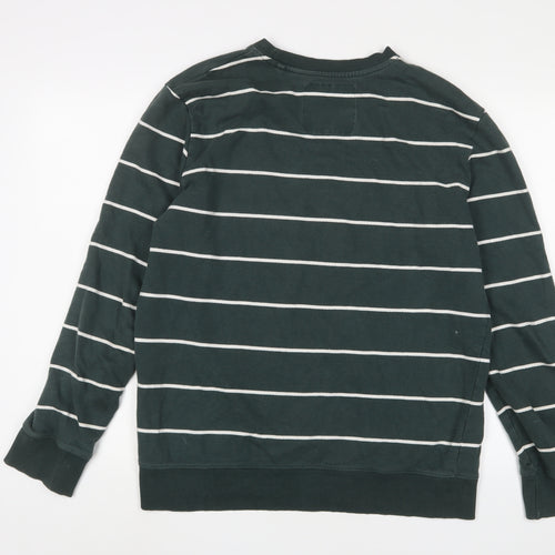 NEXT Mens Green Striped Cotton Pullover Sweatshirt Size L