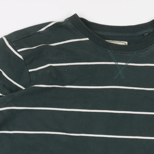 NEXT Mens Green Striped Cotton Pullover Sweatshirt Size L