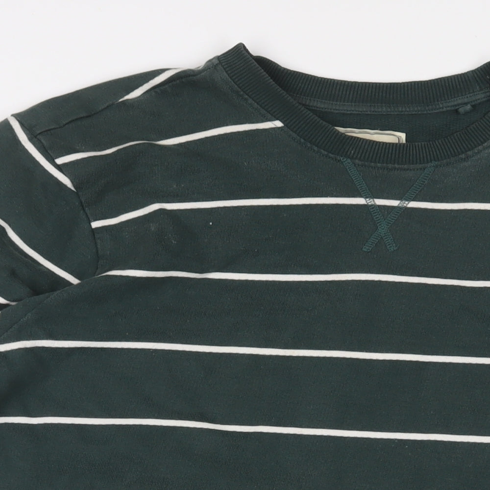 NEXT Mens Green Striped Cotton Pullover Sweatshirt Size L