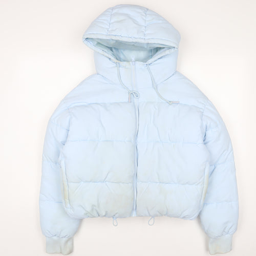 Monki Womens Blue Puffer Jacket Coat Size S Zip - Zip Pockets