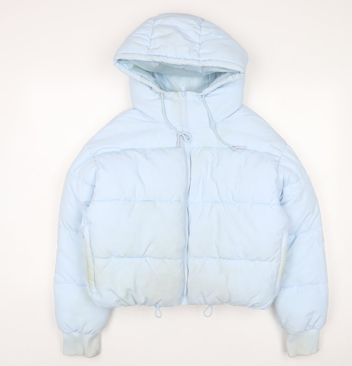 Monki Womens Blue Puffer Jacket Coat Size S Zip - Zip Pockets