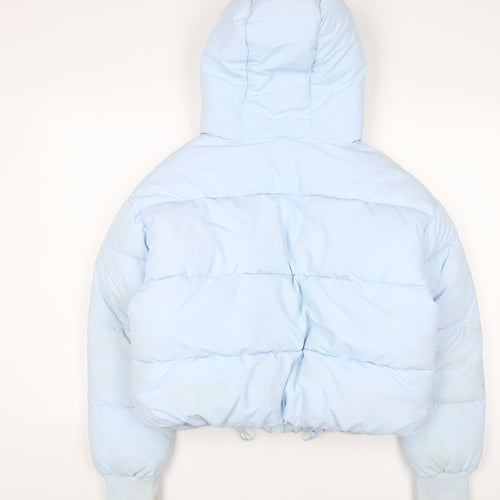 Monki Womens Blue Puffer Jacket Coat Size S Zip - Zip Pockets