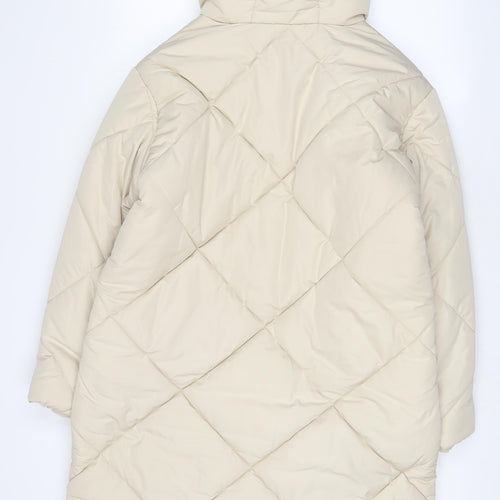Marks and Spencer Womens Beige Quilted Coat Size 12 Zip