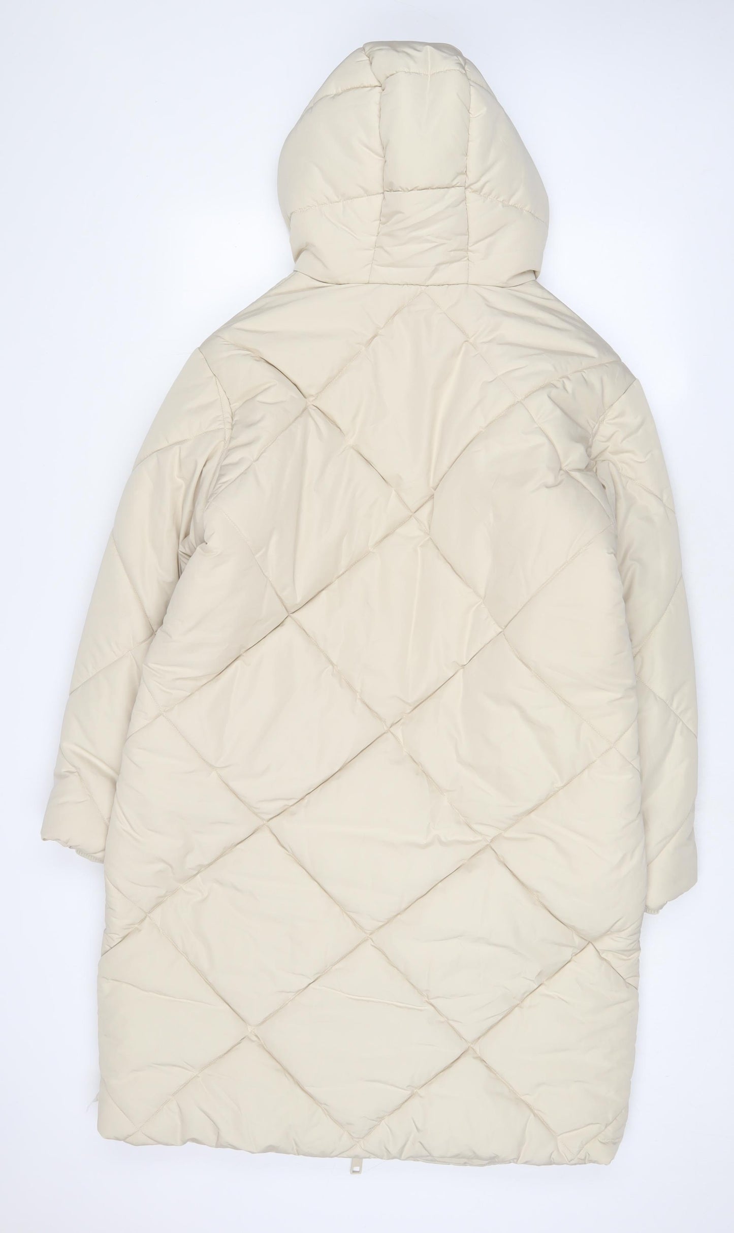Marks and Spencer Womens Beige Quilted Coat Size 12 Zip