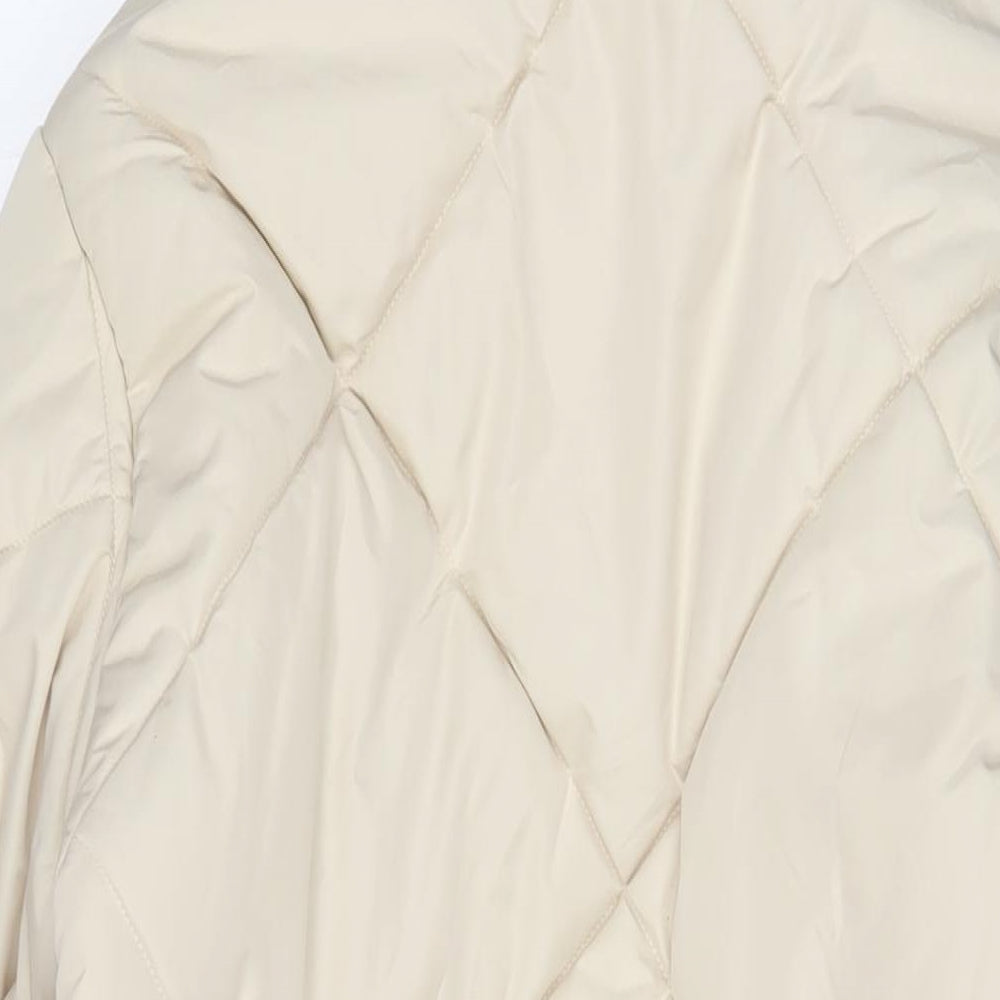 Marks and Spencer Womens Beige Quilted Coat Size 12 Zip