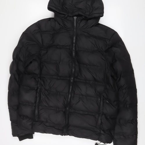 NEXT Mens Black Puffer Jacket Coat Size L Zip