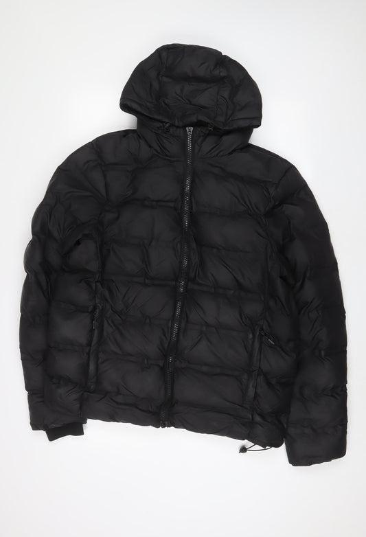 NEXT Mens Black Puffer Jacket Coat Size L Zip