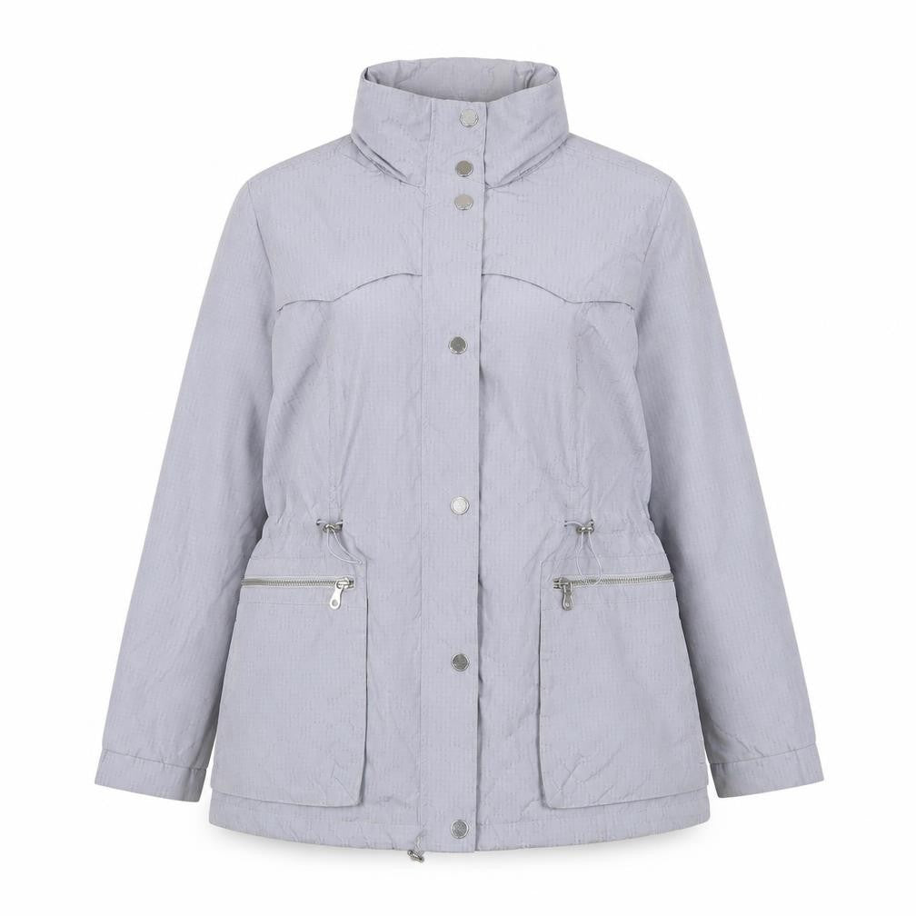 Front view of Marks & Spencer women’s blue jacket, size UK 18, zip