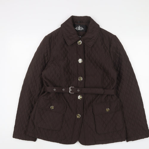 David Barry Womens Brown Jacket Size 14 Snap - Belted
