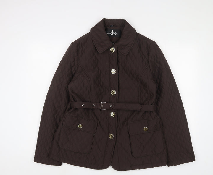David Barry Womens Brown Jacket Size 14 Snap - Belted