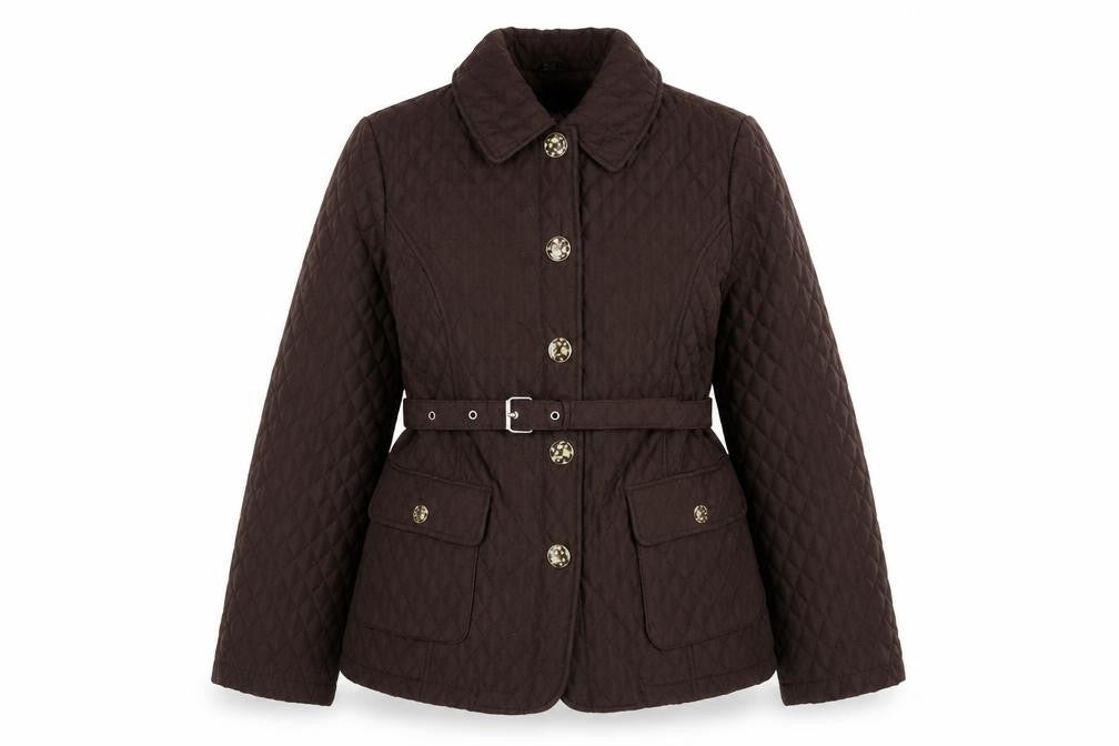 David Barry Womens Brown Jacket Size 14 Snap - Belted