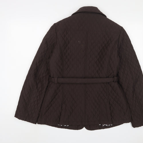 David Barry Womens Brown Jacket Size 14 Snap - Belted