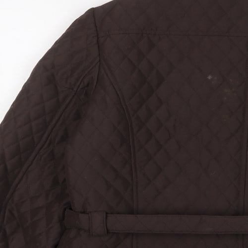 David Barry Womens Brown Jacket Size 14 Snap - Belted