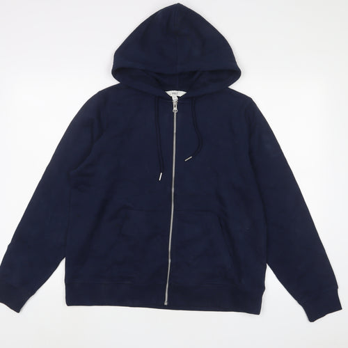marks and Womens Blue Cotton Full Zip Hoodie Size M Zip
