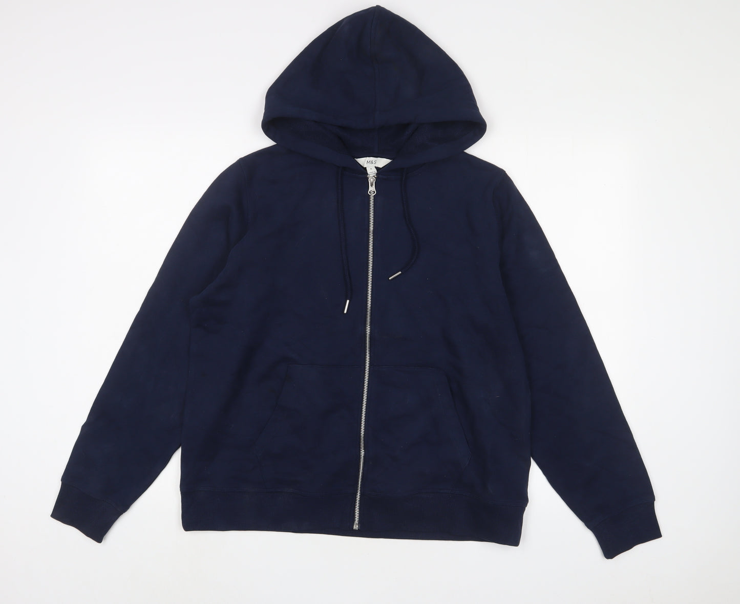marks and Womens Blue Cotton Full Zip Hoodie Size M Zip