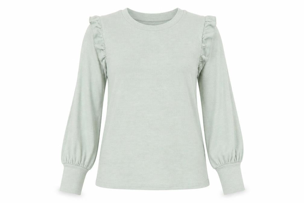 Front view of Next women’s green viscose basic t-shirt, size UK 10, crew neck