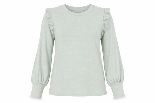 Front view of Next women’s green viscose basic t-shirt, size UK 10, crew neck