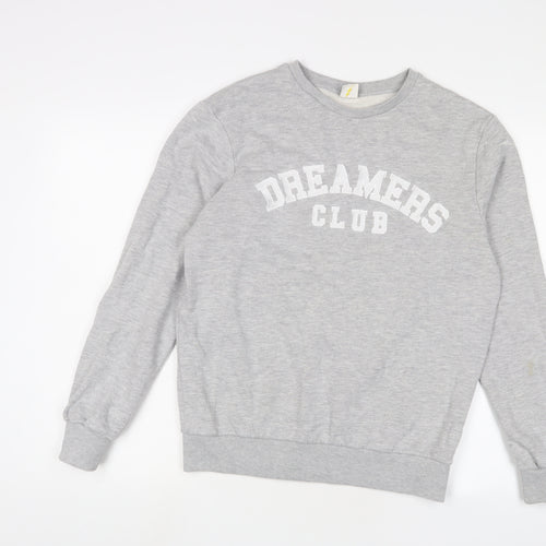 Dreamers Club Womens Grey Cotton Pullover Sweatshirt Size M Pullover - Embroidered