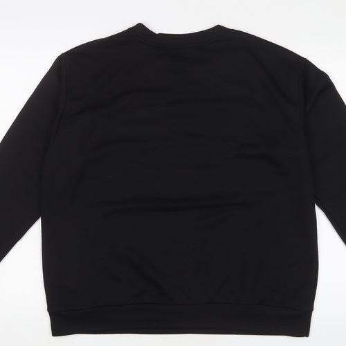 Studio Womens Black Polyester Pullover Sweatshirt Size 14 Pullover